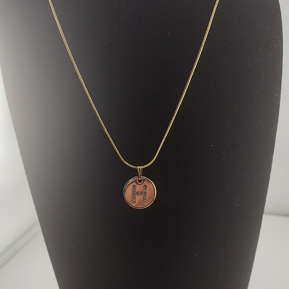 Coach Personalized Letter H Authentic 18 Karat Gold 16-in Necklace